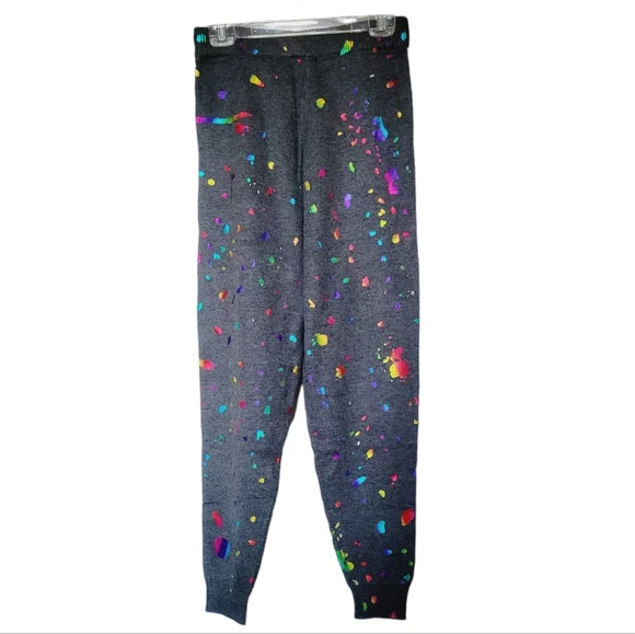 NWT Metallic Paint Splattered Knit Joggers - Picture 6 of 11